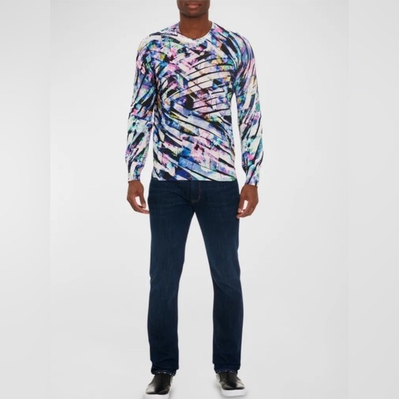 Robert Graham Time Traveller Cotton Linen Abstract Print Sweater Size M - Picture 1 of 6